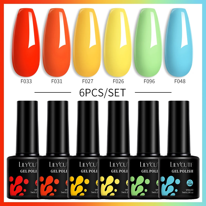 LILYCUTE 6Pcs/Set Macaron Gel Nail Polish Set