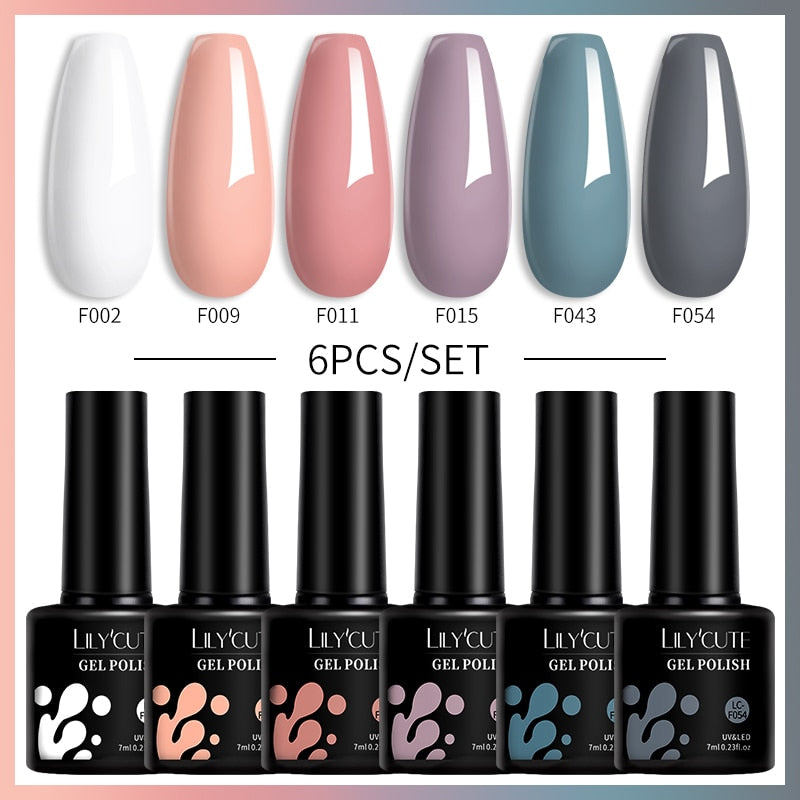 LILYCUTE 6Pcs/Set Macaron Gel Nail Polish Set