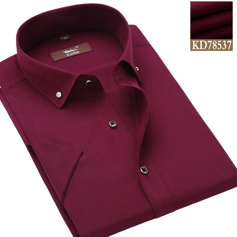 Trendy Small Collar Business Slim-Fit Color Short-Sleeved Shirt