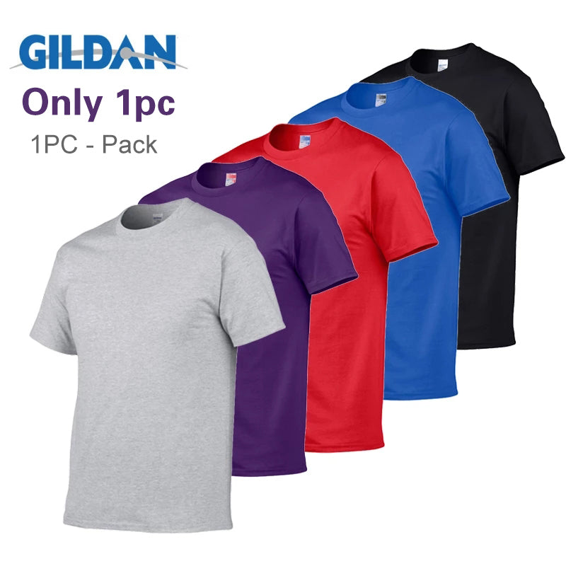 100% Cotton T-Shirt Men Casual Short Sleeve