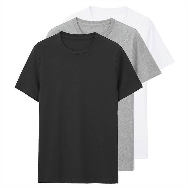 Men T Shirt Cotton Short Sleeve 3-pack Tshirt Solid Tee