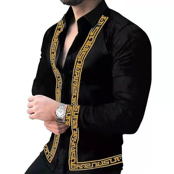 Men Long Sleeve Print Shirts for Mens Social Luxury