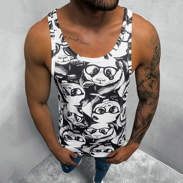 Tank Top Casual Printed Mens Vest