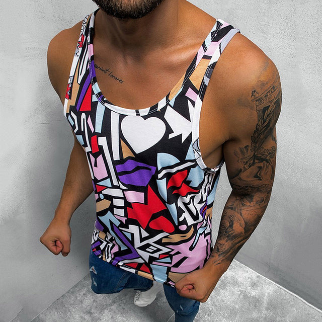 Tank Top Casual Printed Mens Vest