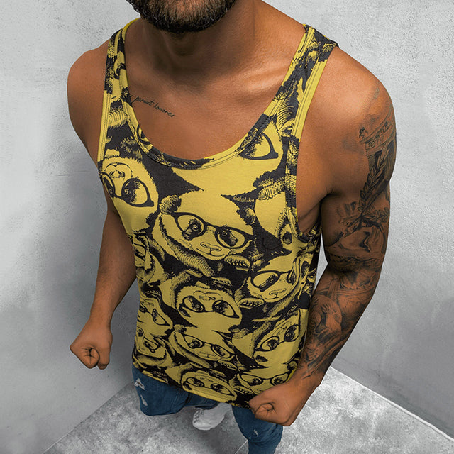 Tank Top Casual Printed Mens Vest