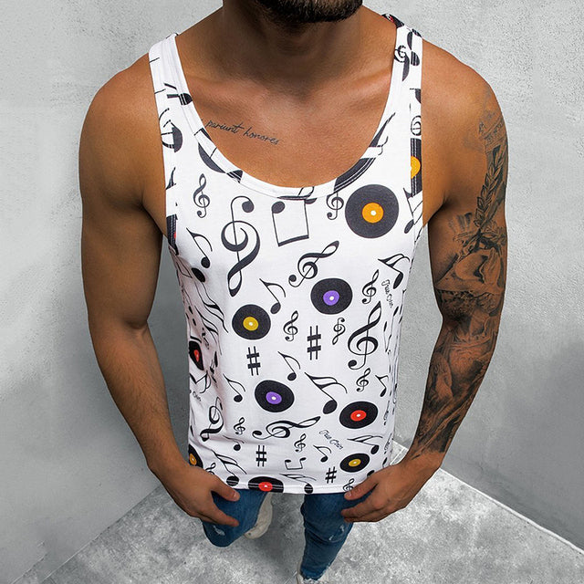 Tank Top Casual Printed Mens Vest