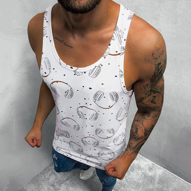 Tank Top Casual Printed Mens Vest