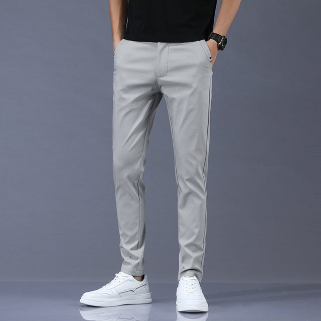 Fit Elastic Waist Business Classic Trousers Male Black Gray 28-38