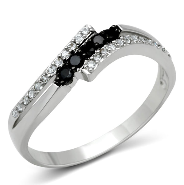 3W122 Rhodium + Ruthenium Brass Ring with AAA