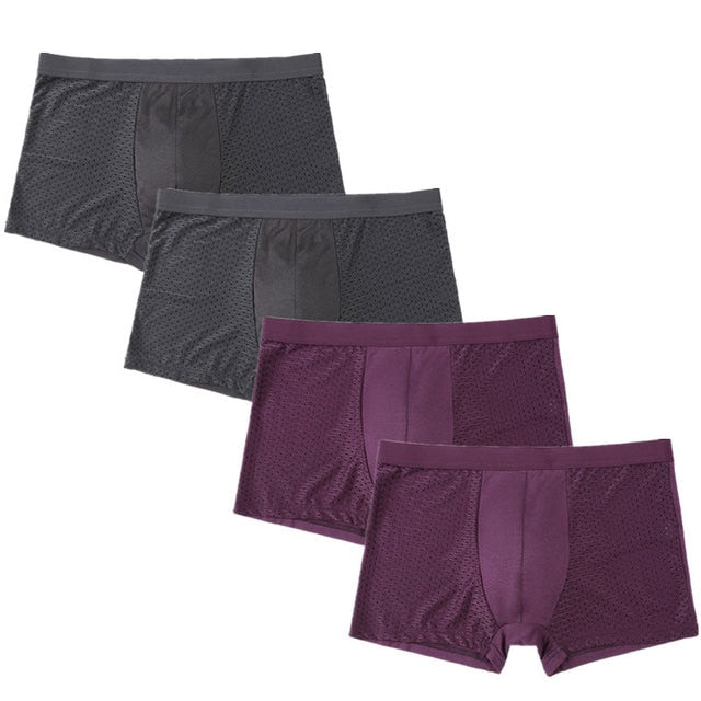 4pcs/Lot Men's Panties Male Underpants Man Pack Shorts Boxers Underwear Slip Homme Calzoncillos Bamboo Hole Large Size 5XL6XL7XL