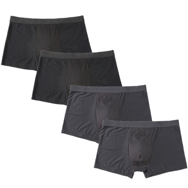 4pcs/Lot Men's Panties Male Underpants Man Pack Shorts Boxers Underwear Slip Homme Calzoncillos Bamboo Hole Large Size 5XL6XL7XL