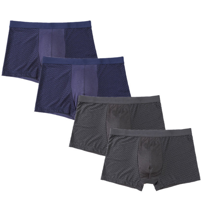 4pcs/Lot Men's Panties Male Underpants Man Pack Shorts Boxers Underwear Slip Homme Calzoncillos Bamboo Hole Large Size 5XL6XL7XL