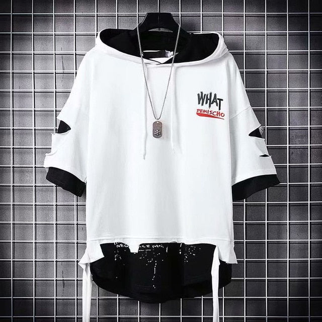 Autumn Men's Hoodie Sweatshirt Casual Black Hoodies Tops Techwear Hip Hop Harajuku Patchwork Japanese Streetwear Men 3XL