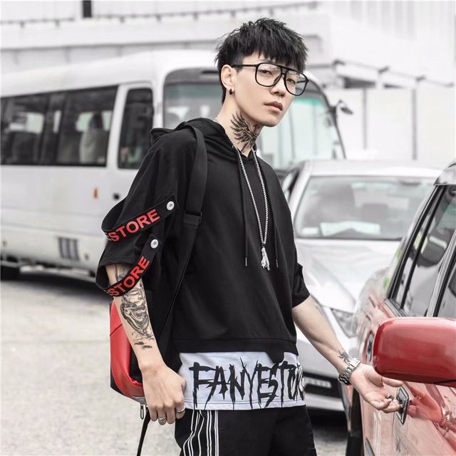 Autumn Men's Hoodie Sweatshirt Casual Black Hoodies Tops Techwear Hip Hop Harajuku Patchwork Japanese Streetwear Men 3XL