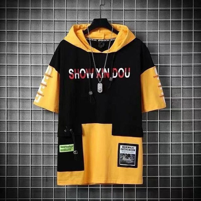 Autumn Men's Hoodie Sweatshirt Casual Black Hoodies Tops Techwear Hip Hop Harajuku Patchwork Japanese Streetwear Men 3XL