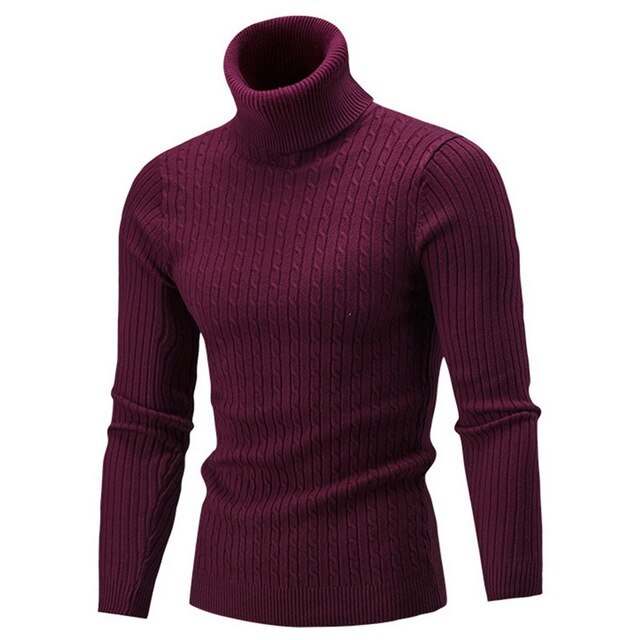 Autumn Winter Men's Turtleneck Sweater Men's Knitting Pullovers Rollneck Knitted Sweater Warm Men Jumper Slim Fit Casual Sweater