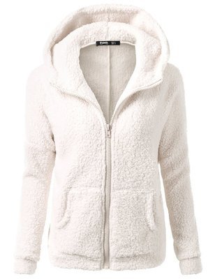 Female Hoodies Sweatershirt Zipper Coat Solid Soft Fleece Women Coat