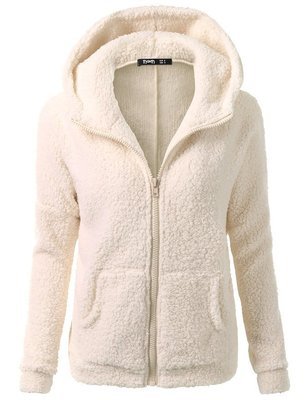 Female Hoodies Sweatershirt Zipper Coat Solid Soft Fleece Women Coat