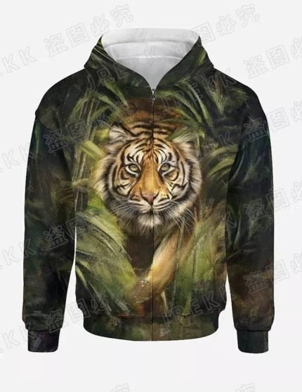 Autumn and Winter Men's Tracksuit 3D The Lion Print Zipper Hoodies Sweatshirts Pants Sets Casual Mens Clothing Women's Tracksuit