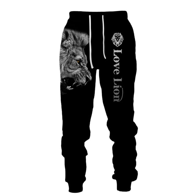 Autumn and Winter Men's Tracksuit 3D The Lion Print Zipper Hoodies Sweatshirts Pants Sets Casual Mens Clothing Women's Tracksuit