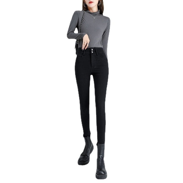 Black High Waist Jeans Women's 2022 Spring New All-match Skinny Skinny Stretch Jeans