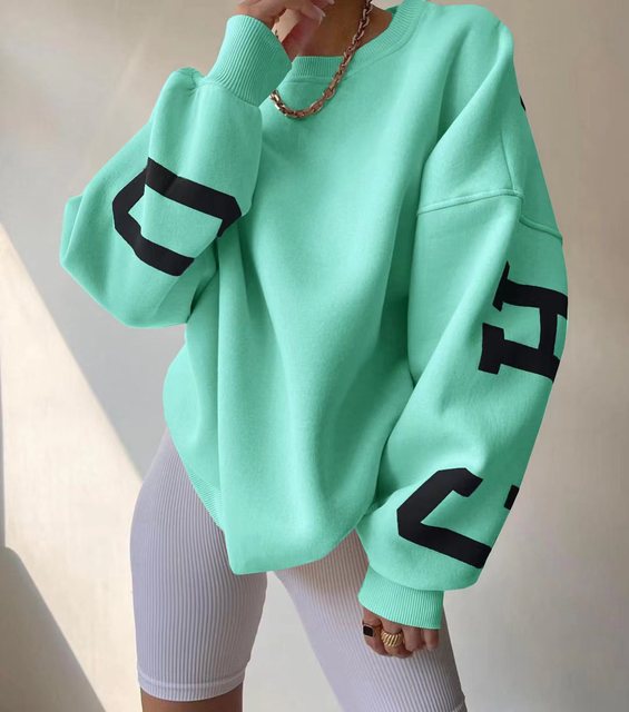 Casual Letters Print Sweatshirt Women Fashion Fleece Long Sleeve Loose Hoodies Y2k Streetwear 2022 Autumn Winter Lady Pullovers