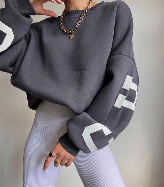 Casual Letters Print Sweatshirt Women Fashion Fleece Long Sleeve Loose Hoodies Y2k Streetwear 2022 Autumn Winter Lady Pullovers