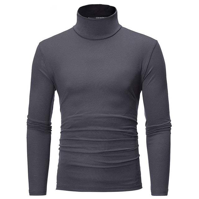 Fashion Men's Casual Slim Fit Basic Turtleneck Knitted Sweater High Collar Pullover Male Autumn Winter Tops Basic Bottoming