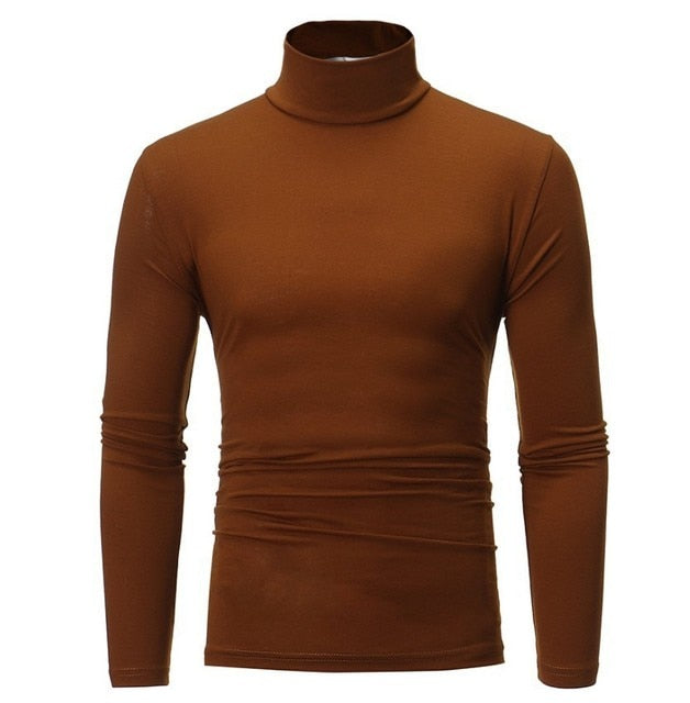 Fashion Men's Casual Slim Fit Basic Turtleneck Knitted Sweater High Collar Pullover Male Autumn Winter Tops Basic Bottoming