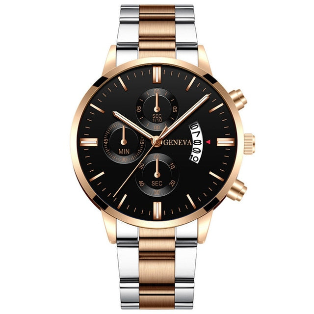 Fashion Mens Watches Luxury Gold Stainless Steel Quartz Wrist Watch Men Business Casual Calendar Clock relogio masculino