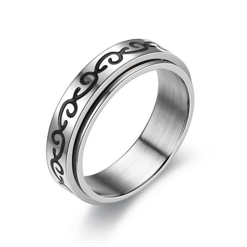 Stainless Steel Spinner Ring for Women Mens Fidget Band Rings Moon Star Celtic Stress Relieving Wide Wedding Anxiety Rings