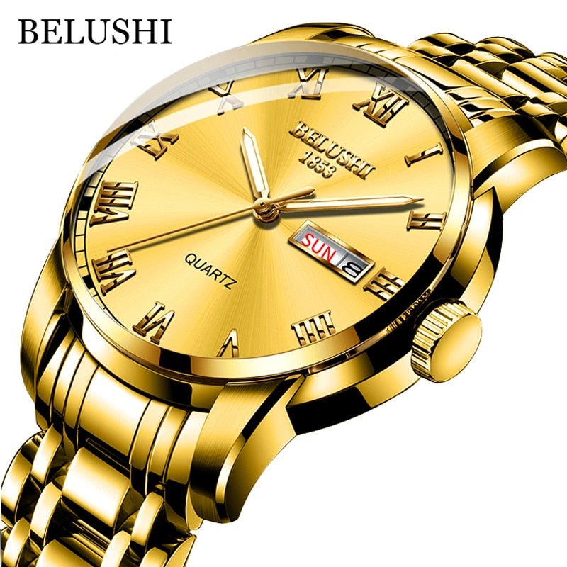 BELUSHI Top Brand Watch Men Stainless Steel Waterproof Luminous