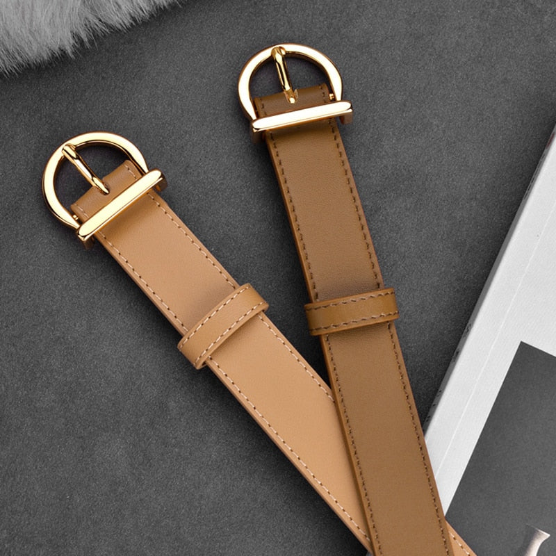 DINISITON Women Belt Genuine Leather Ladies Thin Belts Fashion Luxury Brand High Quality Female Jeans Windbreaker Waistband