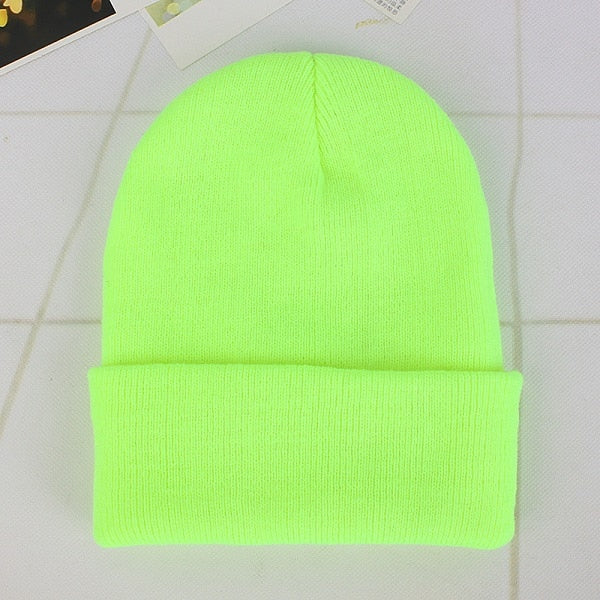 Winter Hats for Woman New Beanies Knitted Fluorescent Cute Hat Girls