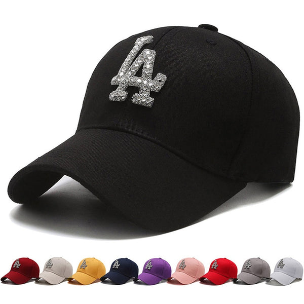 New Arrival LA Baseball Cap Men Women Rhinestone Sun Visor Snapback Fashion Hip Hop Outdoor Sport Trucker Dad Hats Gorras EP0307