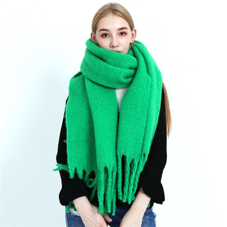 Designer Brand Women's Winter Scarf Ladies Soild Color Cashmere Warm Shawls and Wraps Long Tassels Pashmina Blanket Scarves