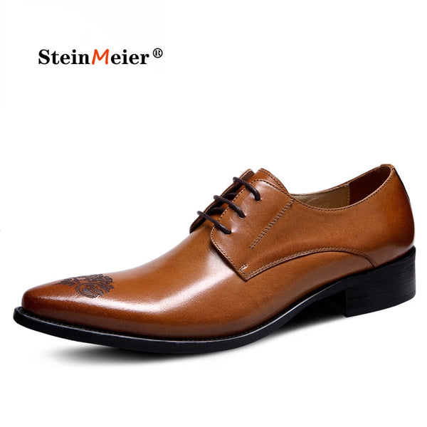 Mens Formal Shoes Genuine Leather Oxford Shoes For Men Dressing Wedding Men&#39;s Brogues Office Lace Up Male Men Shoes 2022