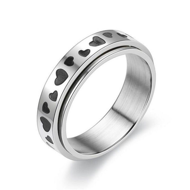 Stainless Steel Spinner Ring for Women Mens Fidget Band Rings Moon Star Celtic Stress Relieving Wide Wedding Anxiety Rings