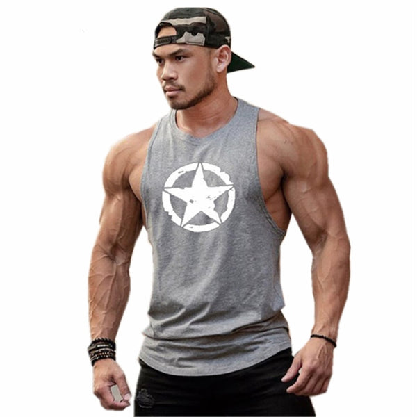 New Fashion Cotton Sleeveless Shirts Tank Top Men Fitness Shirt