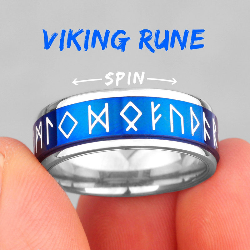 Viking Rune Spin Luminous Stainless Steel Mens Rings Simple Retro Unique For Male Boyfriend Jewelry Creativity Gift Wholesale