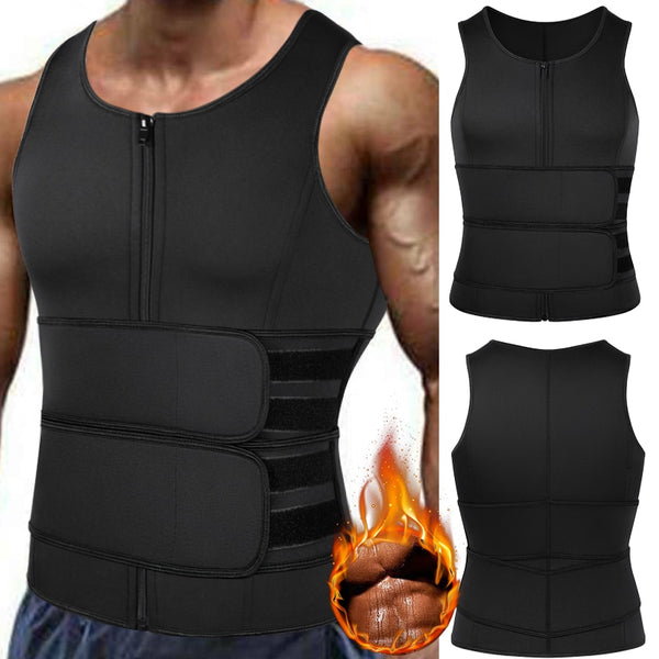 Sauna Waist Trainer Vest for Men Weight Loss Sweat Vest Double Tummy Control Trimmer Belts