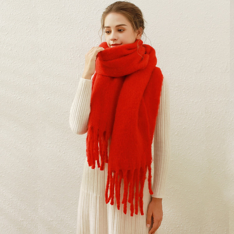 Designer Brand Women's Winter Scarf Ladies Soild Color Cashmere Warm Shawls and Wraps Long Tassels Pashmina Blanket Scarves