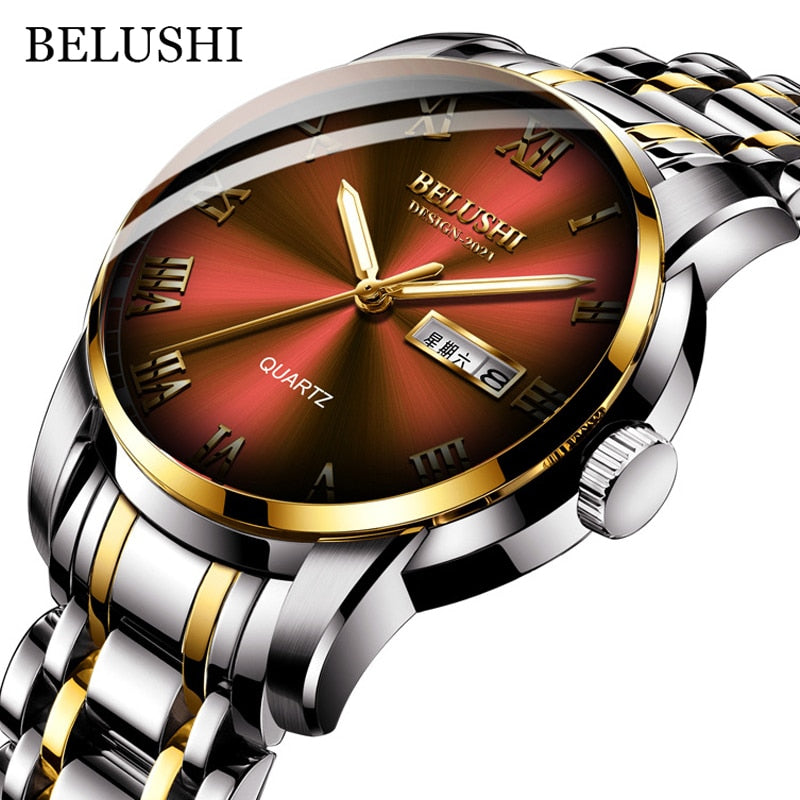 BELUSHI Top Brand Watch Men Stainless Steel Waterproof Luminous