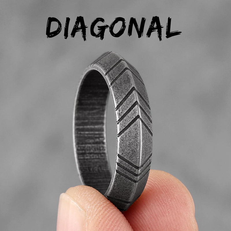 Trendy Minimalist Stripe Stainless Steel Mens Rings Punk Simple Cool for Male Boyfriend Biker Jewelry Creativity Gift Wholesale