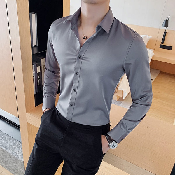 Camisas De Hombre Long Sleeve Shirts For Men Clothing 2023 Business Formal Wear Camisa Social Masculina Slim Fit Chemise Homme