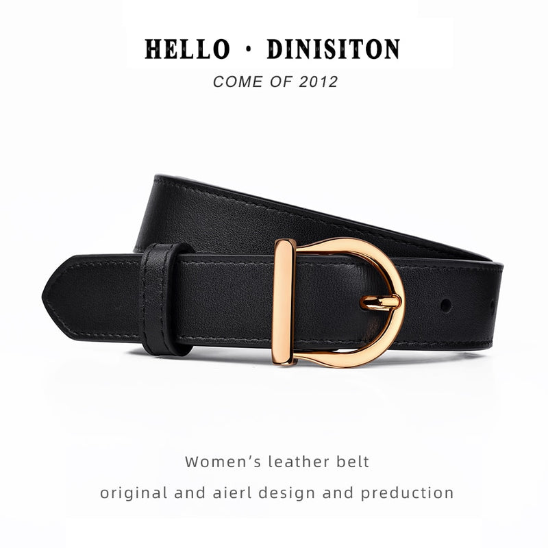 DINISITON Women Belt Genuine Leather Ladies Thin Belts Fashion Luxury Brand High Quality Female Jeans Windbreaker Waistband