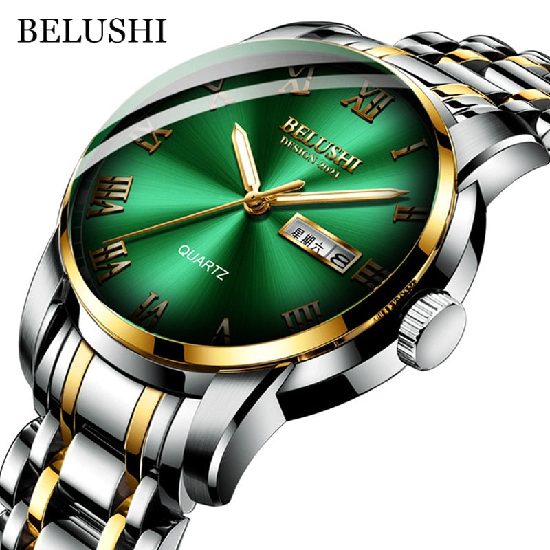 BELUSHI Top Brand Watch Men Stainless Steel Waterproof Luminous