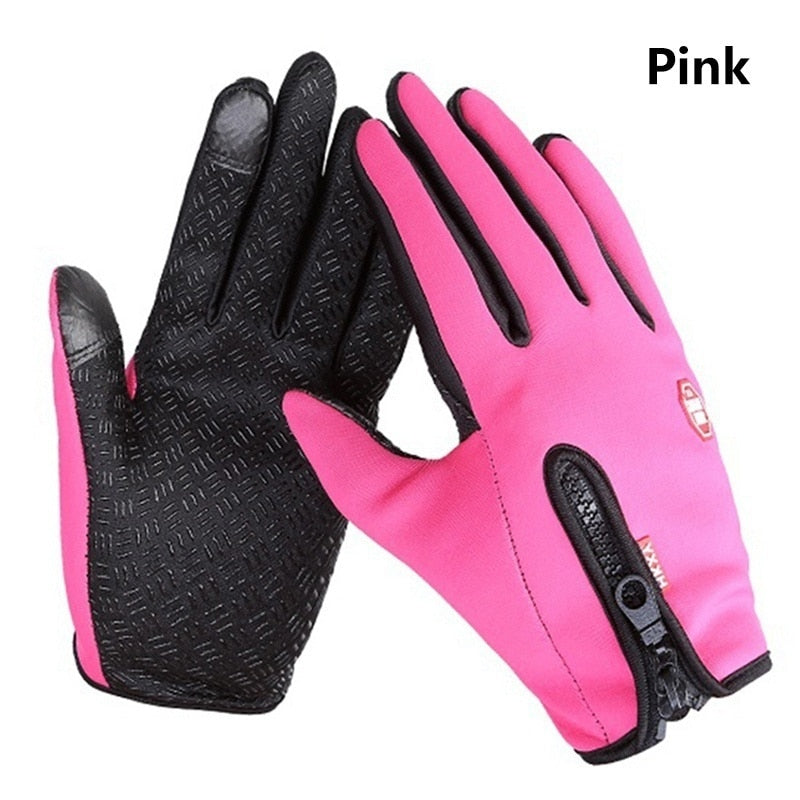 Winter Gloves Mens Touchscreen Waterproof Windproof Skiing Cold Gloves Womens Warm Fashion Outdoor Sports Riding Zipper Gloves