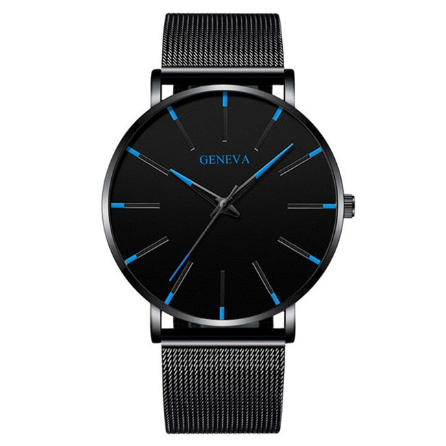 Men's Fashion Minimalist Ultra Thin Watches for Men Simple Business Stainless Steel Mesh Belt Quartz Watch relogio masculino