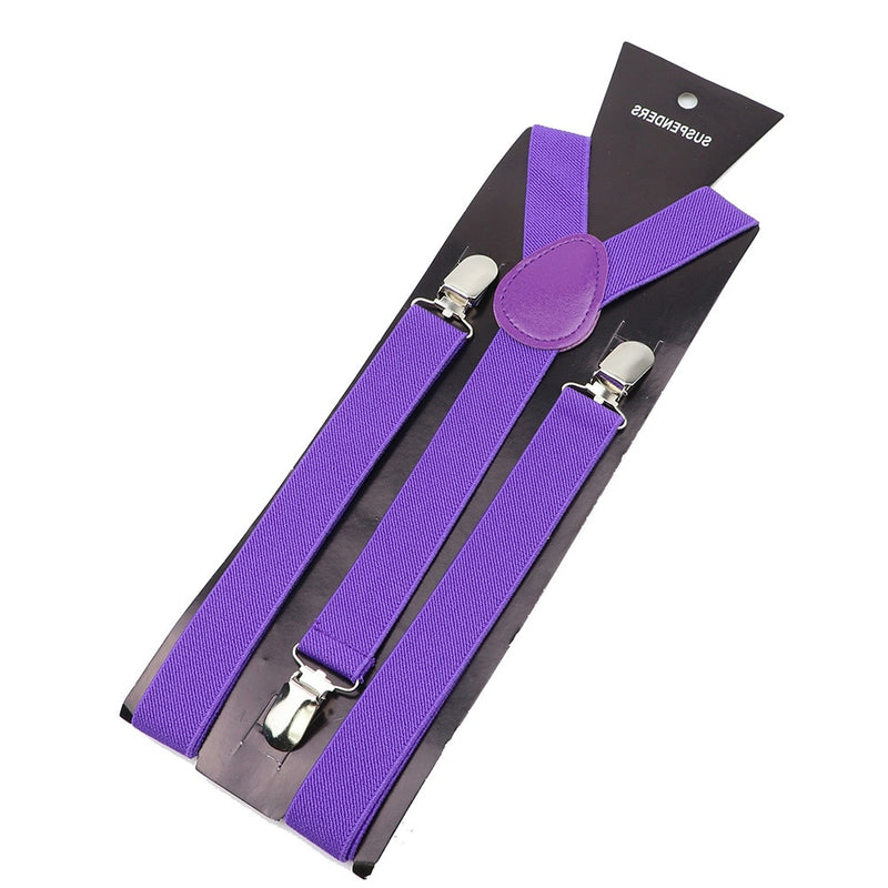 Solid Color Unisex Suspenders Clip-on Buckle Men Straps Adjustable Elastic Y-Back Braces For Wedding Suit Skirt Accessories Gift